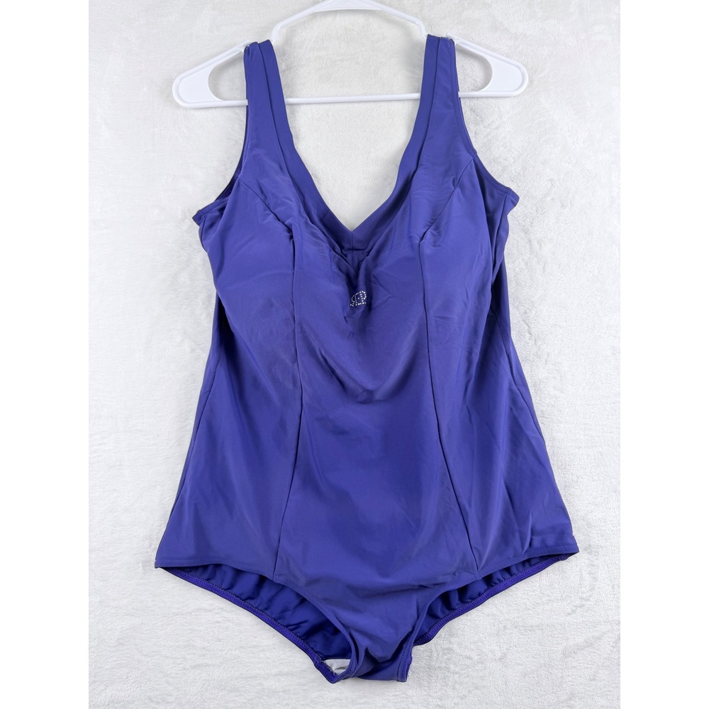 Classic One Piece Swimsuit Rhinestone Detail Palm Beach‎ Size 22 B-Cup